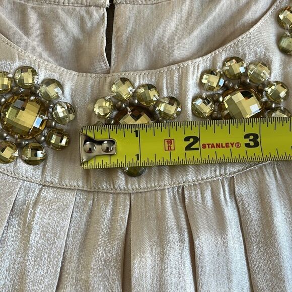 Mini Boden Champagne Metallic Jeweled Trapeze Special Occassion Dress Size 11/12 - Picture 6 of 16
